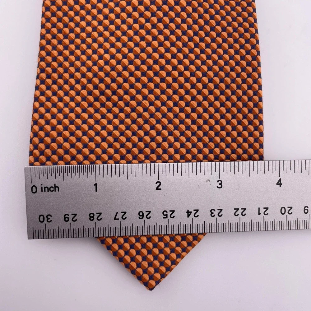 Stafford Men's Designer Necktie Orange Blue Circle Pattern Luxury Silk Blend Tie